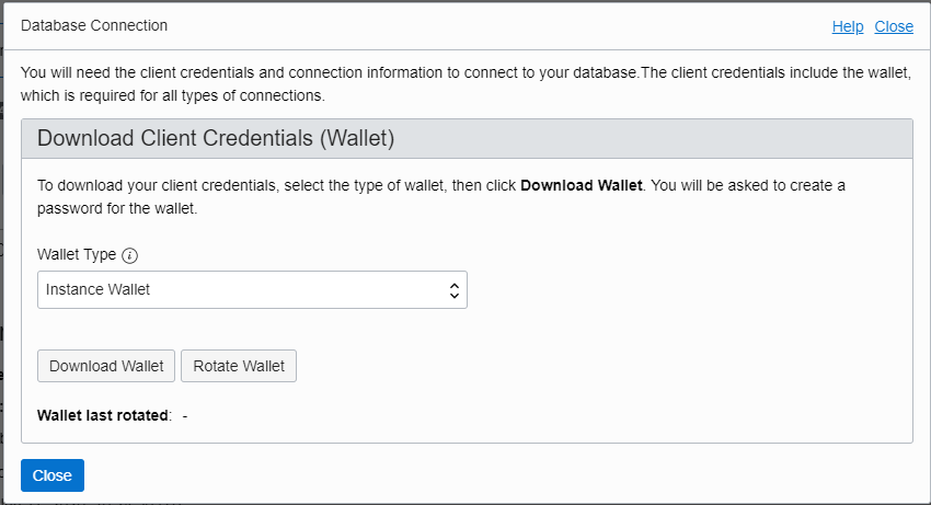 Oracle wallet screenshot